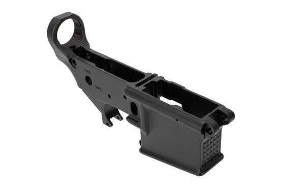 Mega Arms AR-15 Stripped lower receiver features a textured front magazine well